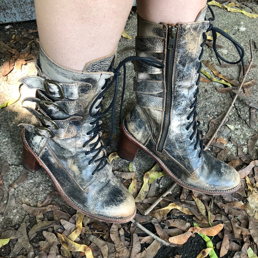 Bed Stü distressed heeled combat boot SALE